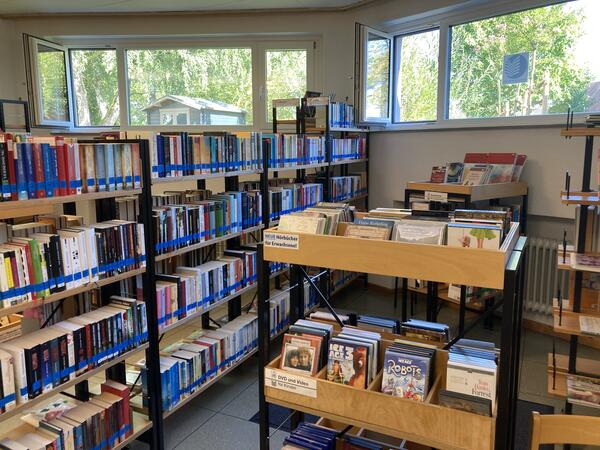Bild vergrößern: Bücherregale in der Gemeindebücherei Neupotz