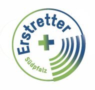 Das Logo ist in gr&uuml;n und blau gehalten und von der Form her rund. Im Zentrum ist ein Kreuz. In blauer Schrift steht innen Erstretter, in gr&uuml;ner Schrift S&uuml;dpfalz.