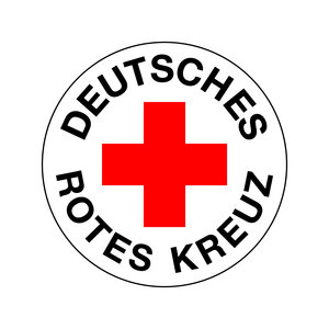 Bild vergr&ouml;&szlig;ern: Das Logo ist ein Kreis mit einem roten Kreuz in der Mitte. Text: Deutsches Rotes Kreuz